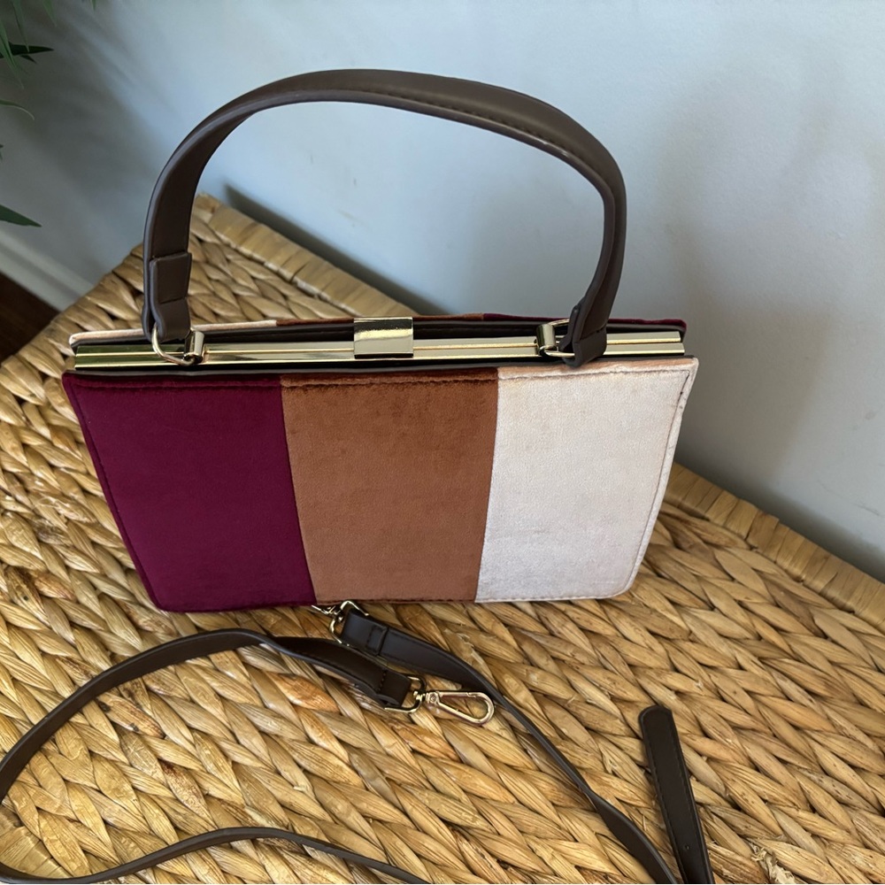 Anthropologie Tri-Color Velvet Handbag - Picture 9 of 9